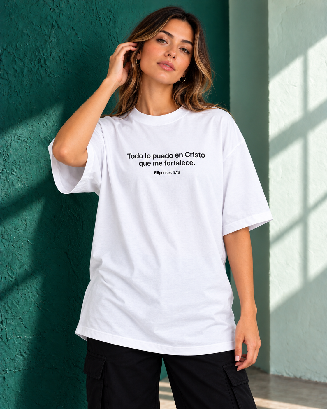 Remera Oversize "Todo lo puedo en Cristo que me fortalece."